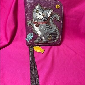 Chala Zip Around Wallet Cat-Themed Purple Wallet